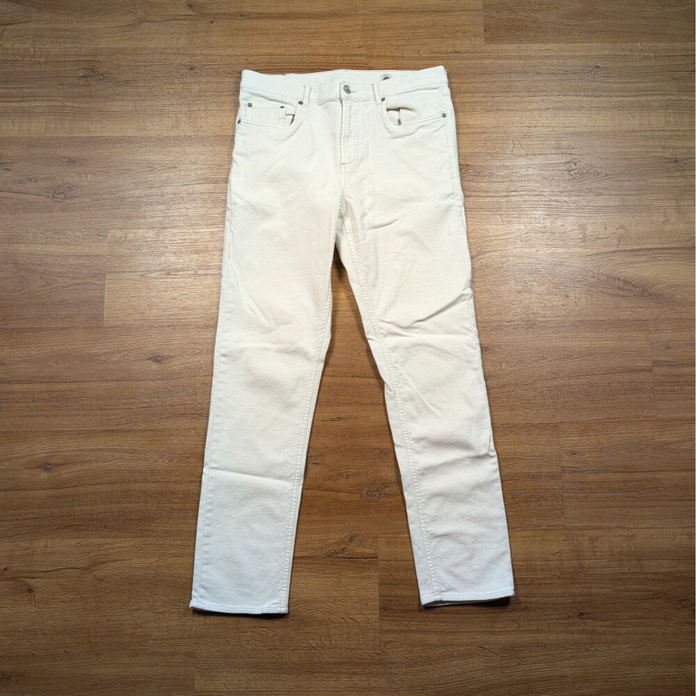 Faherty Terry 5 Pocket Pants Mens 32 White Stretch Slim Straight Leg Chino 32x30